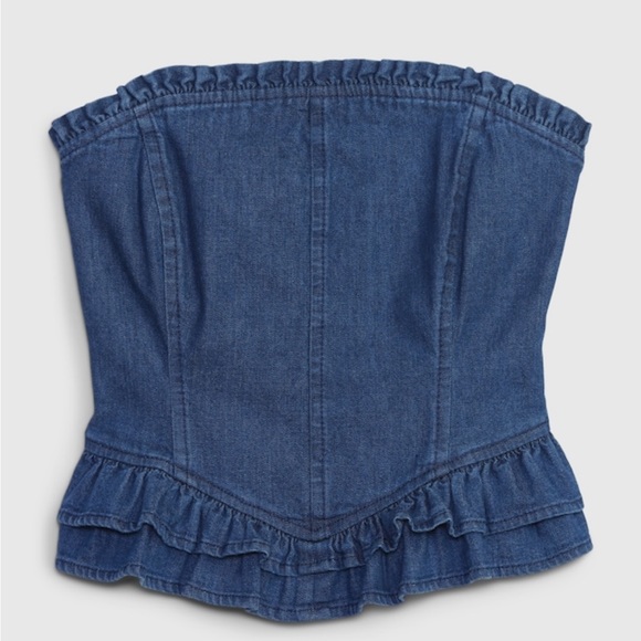 GAP X LoveShackFancy Denim Corset Top - Picture 3 of 4